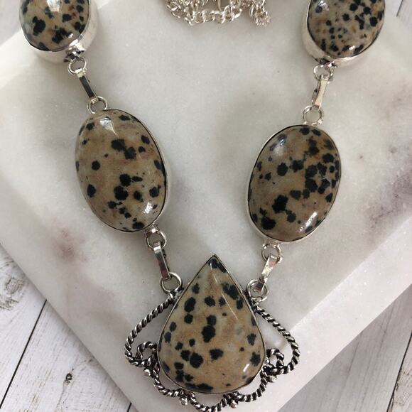 925 Sterling Dalmatian Jasper Necklace 20" - Picture 2 of 5